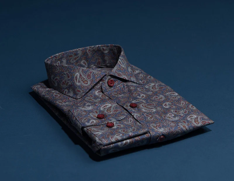 Weekend Savings Delight Fancy Navy and Rust Paisley Print