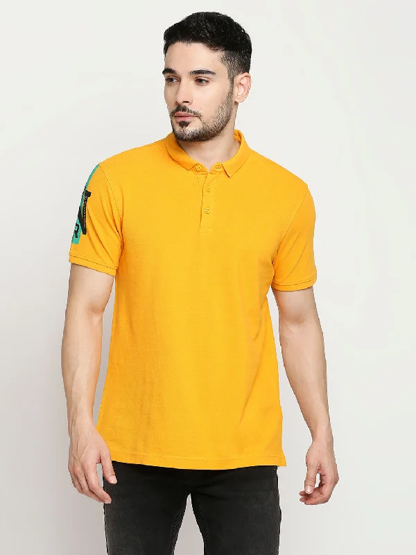 Weekend Deals That Impress Spykar Chrome Yellow Cotton Half Sleeve Plain Polo Casual T-Shirts For Men Weekend Deals That Impress Spykar Chrome Yellow Cotton Half Sleeve Plain Polo Casual T-Shirts For Men