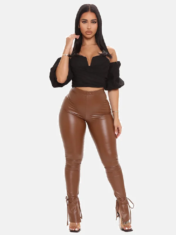 Weekend Deals That Amaze Side Slit PU Pants