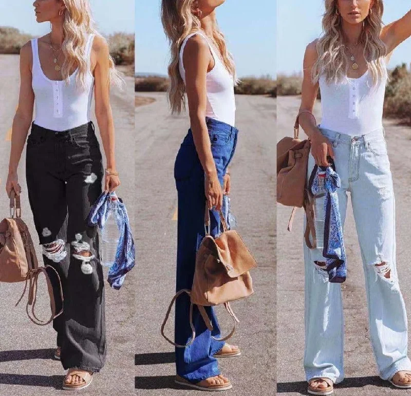 Weekend Price Cuts Galore CityHottie - Spring Casual Baggy Jeans Women Fashion High Waist Jeans Mom Denim Trousers Overalls Oversize Boyfriend Pants Vintage