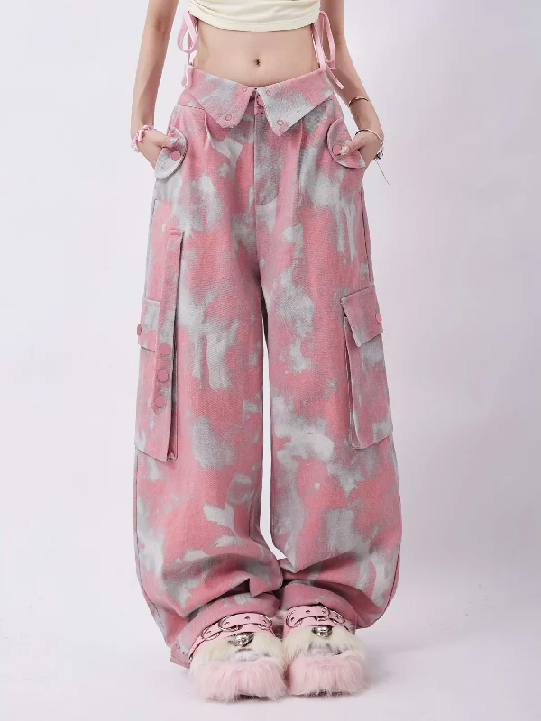 Weekend Specials Just for You Fold-Over Waist Tie-Dye Pants