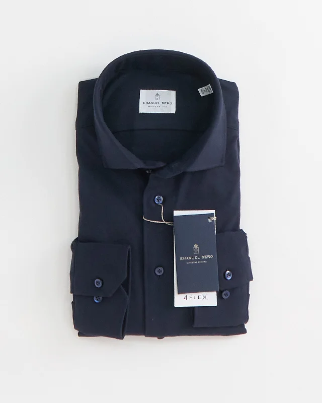 Deal Zone Modern Fit Navy 4Flex Jersey Stretch Shirt