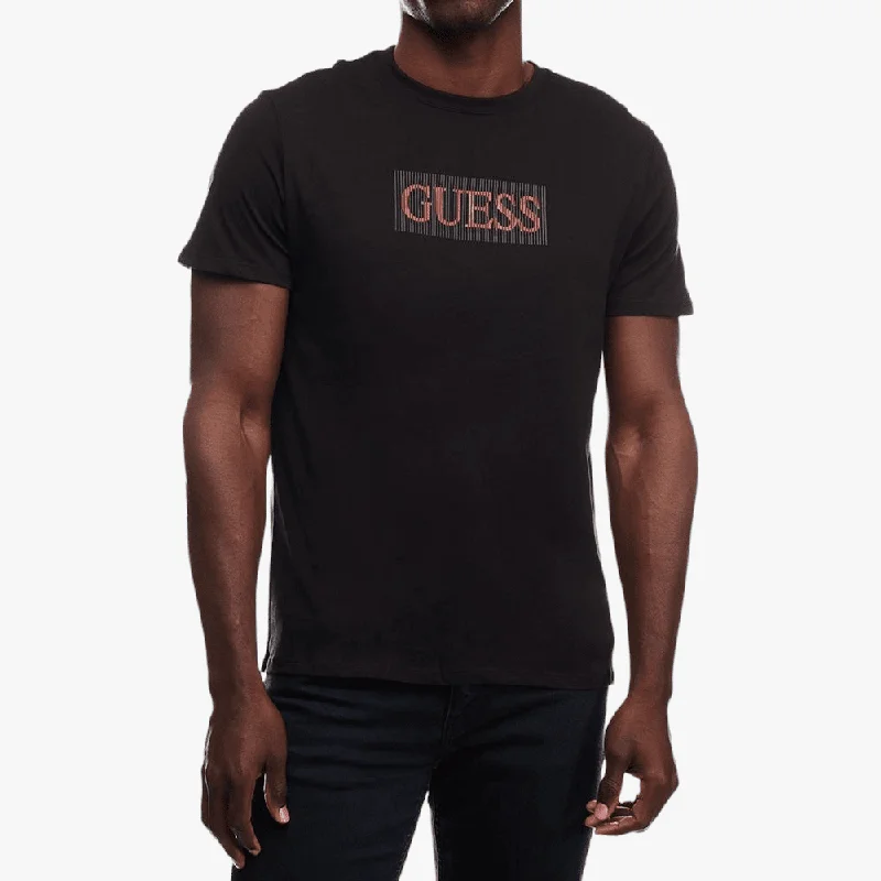 Incredible Offers Guess Mens Classic Guess Logo Short Sleeve Tee Black