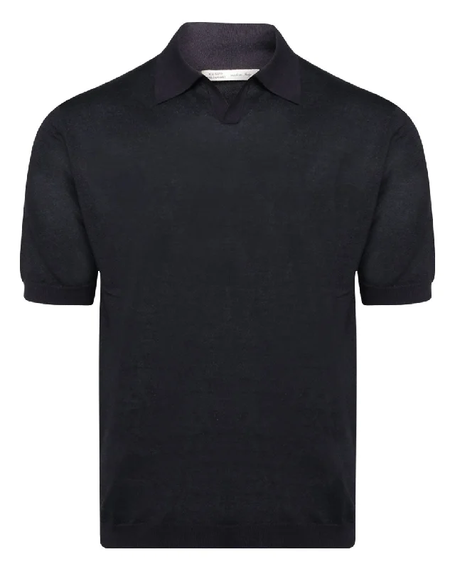 Weekend Savings Bonanza Black Knit Johnny Collar Polo