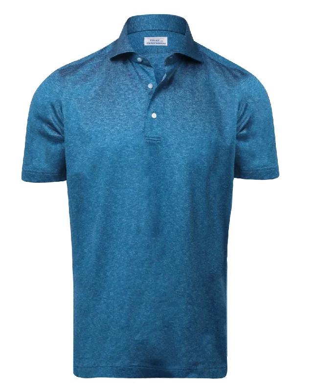 Weekend Bargains Galore Heathered Teal Pique Polo