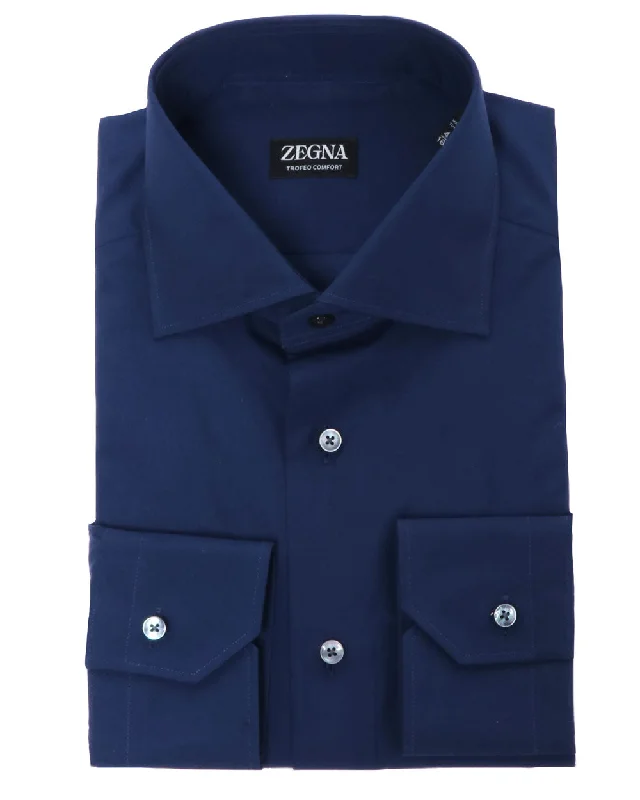 Seasonal Clearance Solid Navy Dress Shirt