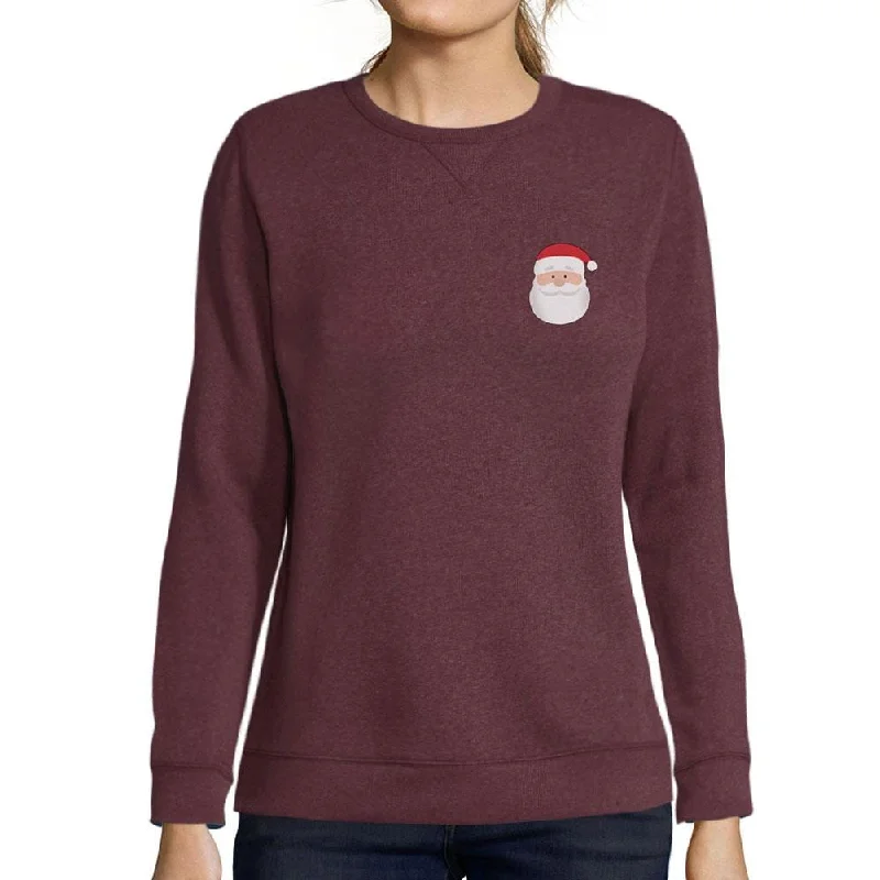 Lowest Prices ULTRABASIC - Women's Printed Graphic Little Santa Cool Christmas Sweatshirt Gift Tee Burgundy
