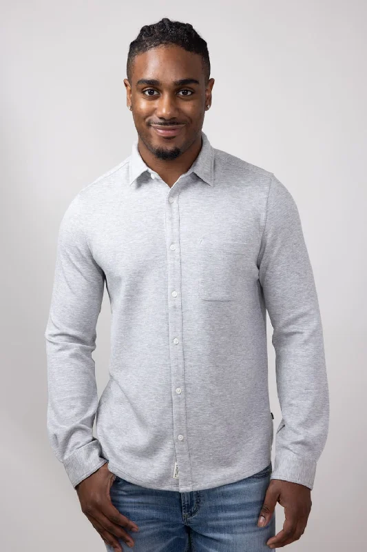 Savings Galore Civil Society Nick Knit Button Up Shirt for Men in Heather Gray | MCLN-2019 HTHRGRY