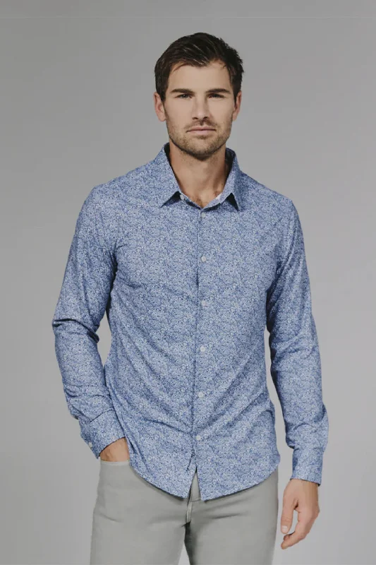 YEAR-End Sale 7Diamonds Prague Woven Shirt for Men in Blue | SMKL-8052-BLUE