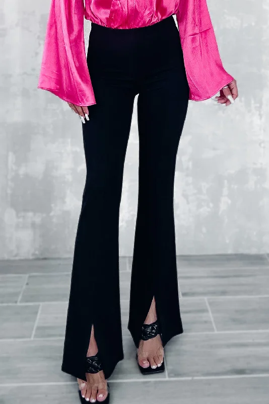 Weekend Discounts to Love Black Split Front Flare Bottom Pants