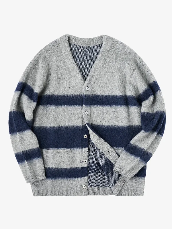 Exclusive Savings Brushed Wool-Blend Striped Knitted Cardigan