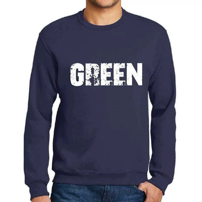 New Arrival Men's Printed Graphic Sweatshirt Popular Words GREEN French Navy