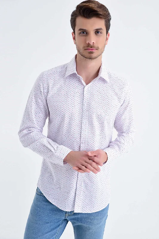 Weekend Offers That Impress Slim Fit Long Sleeve Printed Cotton Red Casual Shirt