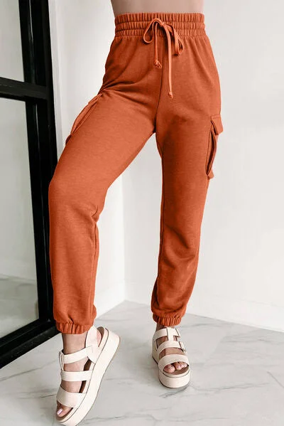 Weekend Offers That Shine Elastic Waist Drawstring Joggers with Pockets