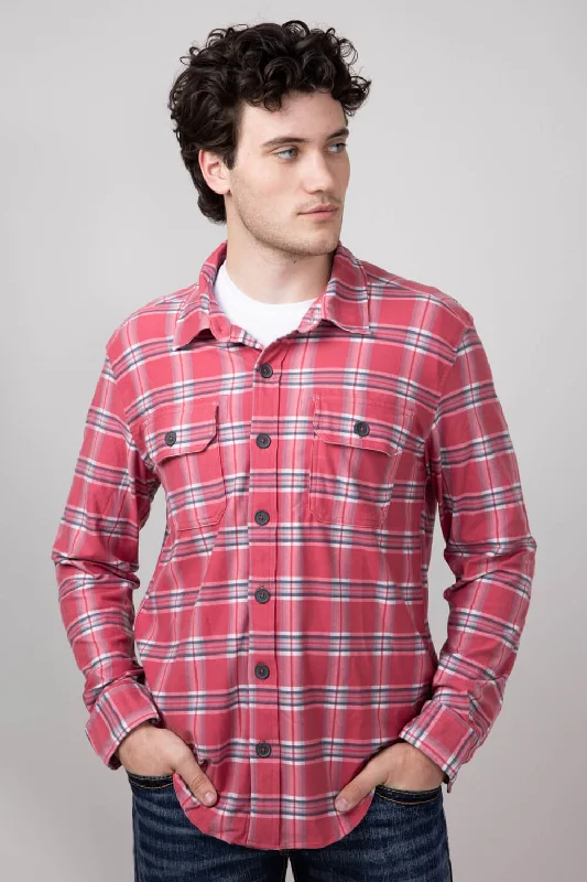 Today's Special Knit Button Up Flannel Shirt for Men in Red | HK033-RED