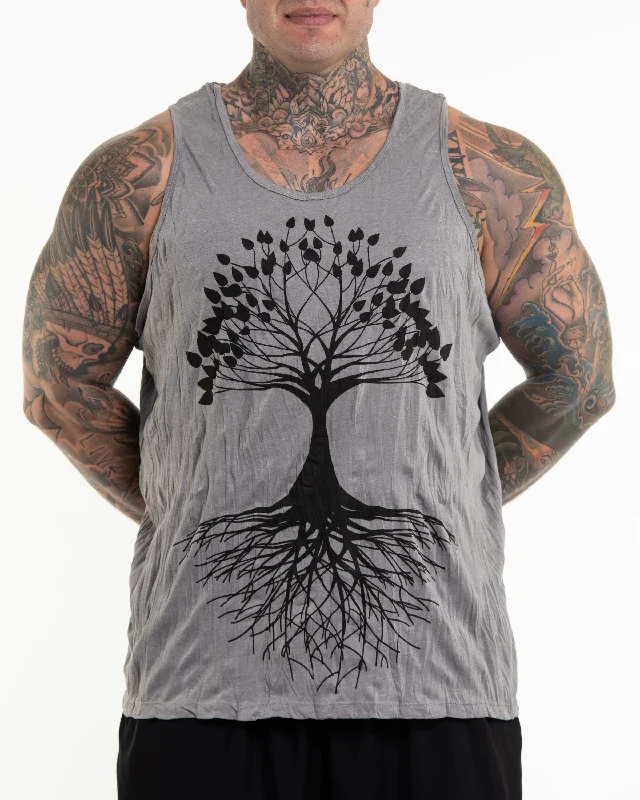 Don’t Miss Out Plus Size Mens Tree of Life Tank Top in Gray