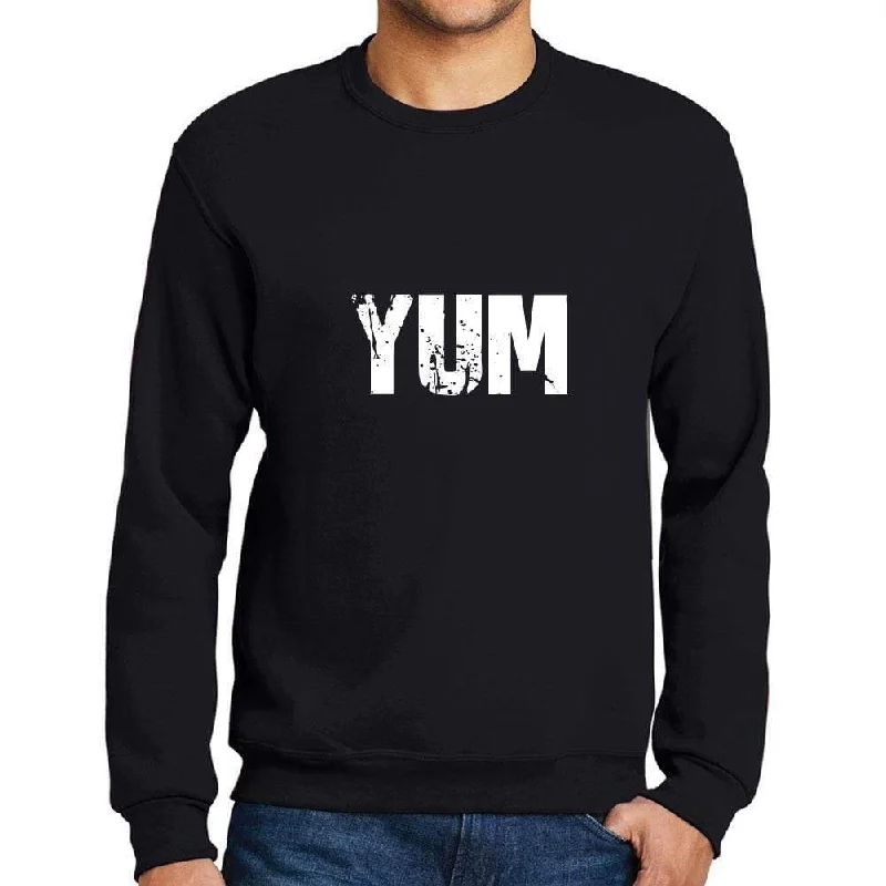 Reduced Prices Men's Printed Graphic Sweatshirt Popular Words YUM Deep Black