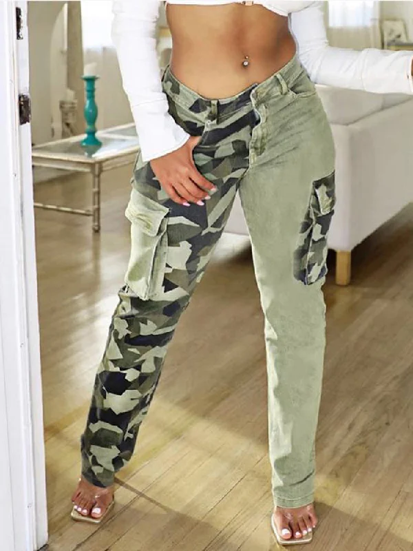 Weekend Discounts to Delight Camouflage Denim Patchwork Pants