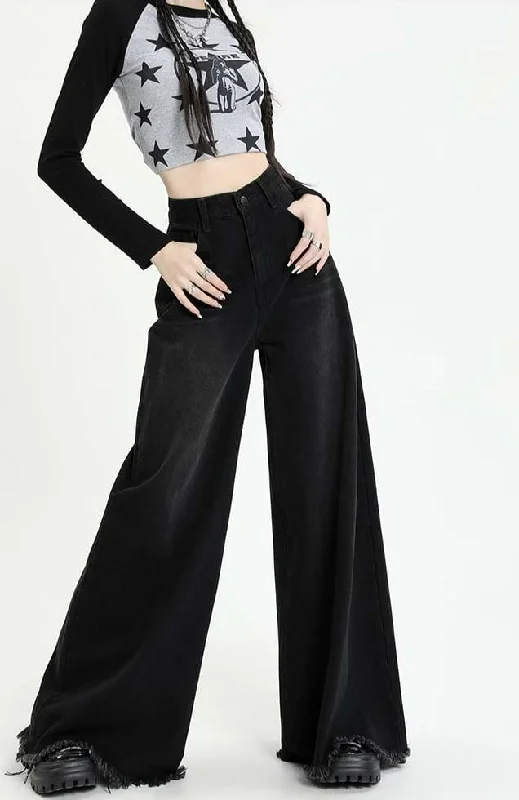 Deal of the Day Distressed Hem Extra Wide Leg Jeans