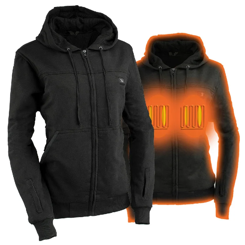 Year-End Clearance Nexgen Heat NXL2717DUAL Tech Women's Black Heated Jacket Sweatshirt Hoodie for Winter Cold Weather w/ Battery