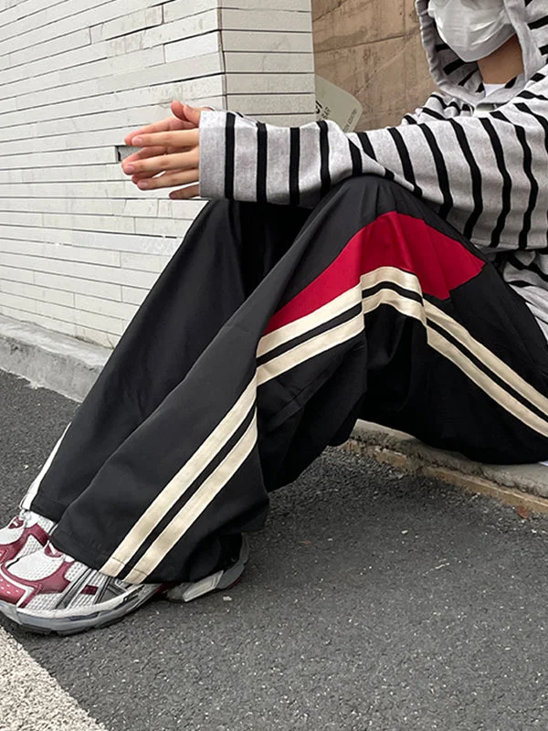 Weekend Offers That Delight Men's Panel Striped Loose Sweatpants