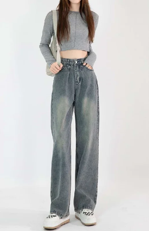 Weekend Specials to Snag Wide Leg Faded High Waist Jeans