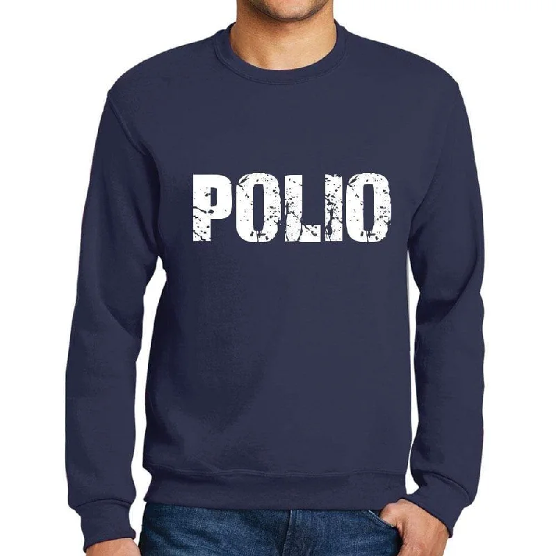 Act Now Men's Printed Graphic Sweatshirt Popular Words POLIO French Navy