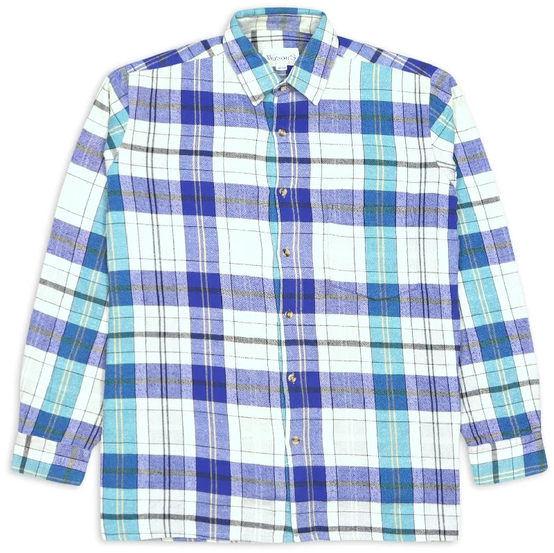 Buy Today Watson's Checkered Flannel Shirt Navy Blue Cream