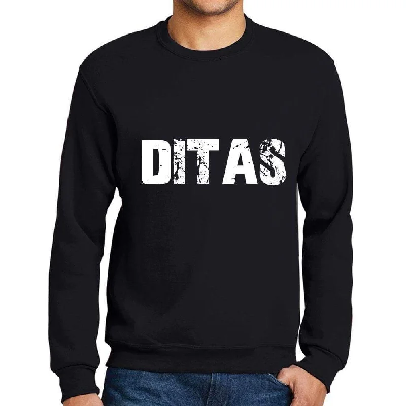 Special Buy Men's Printed Graphic Sweatshirt Popular Words DITAS Deep Black