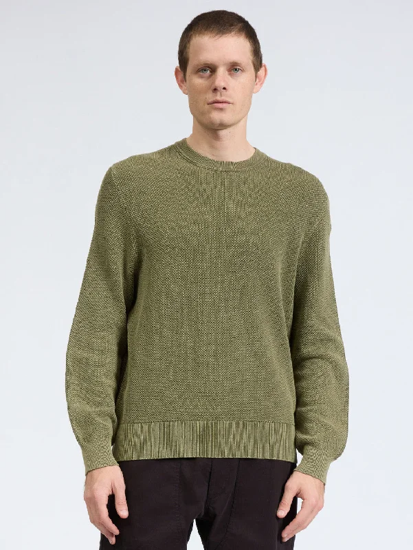 Don't Miss Out Washed Dexter Crew Sweater - Forest Green