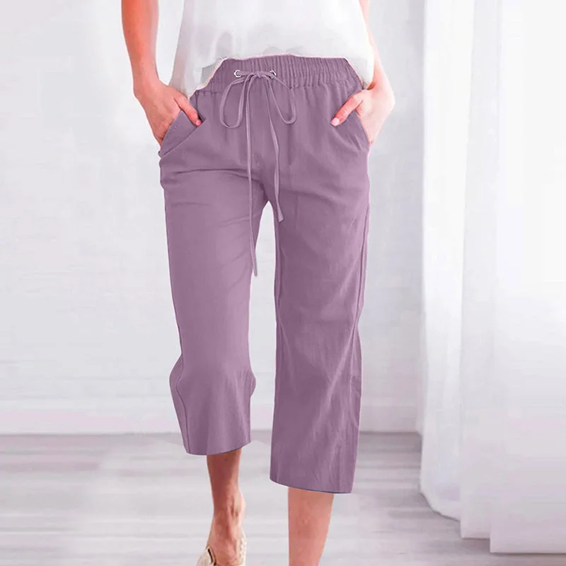 Half Price 【Cotton And Linen】Solid Color Casual Pants