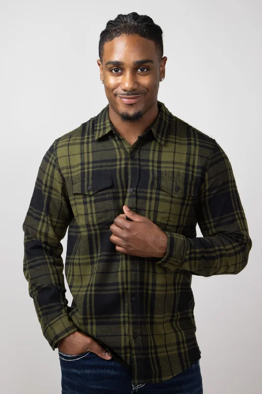 Weekend Bargains to Celebrate Plaid Flannel Shirt for Men in Army Green | TQ8281GL-ARMY Weekend Bargains to Celebrate Plaid Flannel Shirt for Men in Army Green | TQ8281GL-ARMY