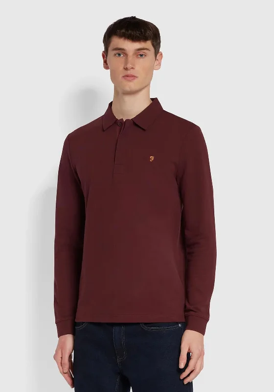 Massive Deal Farah Haslam Long Sleeve Polo Shirt, Farah Red