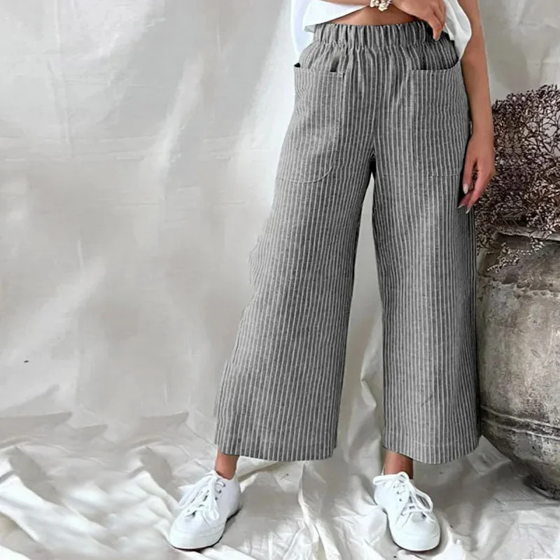 Lowest Price 【Cotton And Linen】Casual Striped Trousers