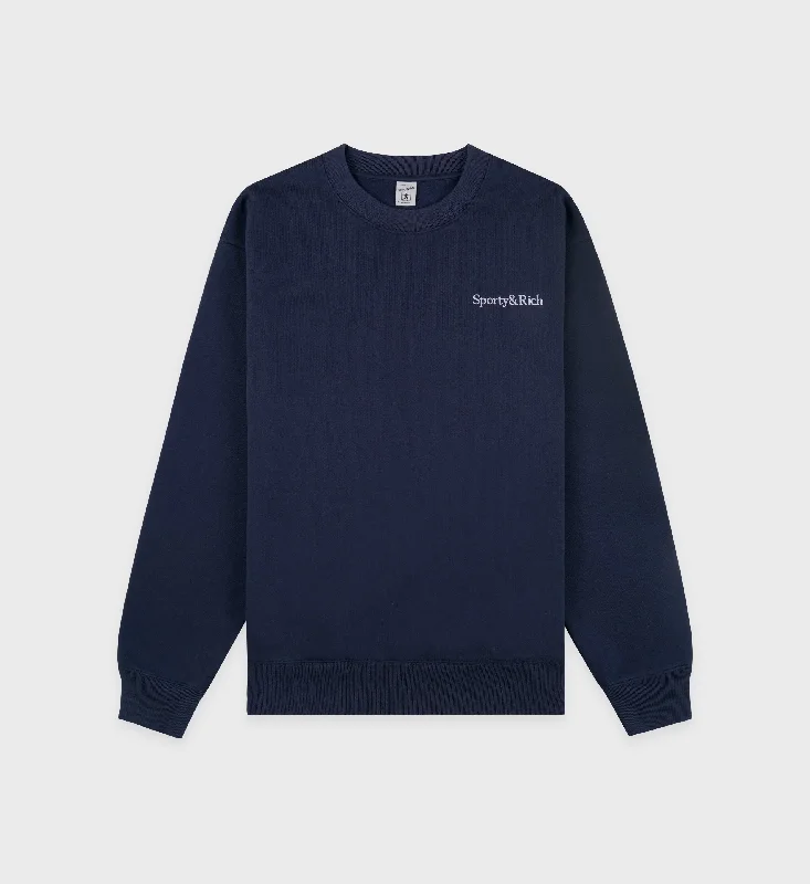 Seasonal Sale Serif Logo Crewneck - Navy/White