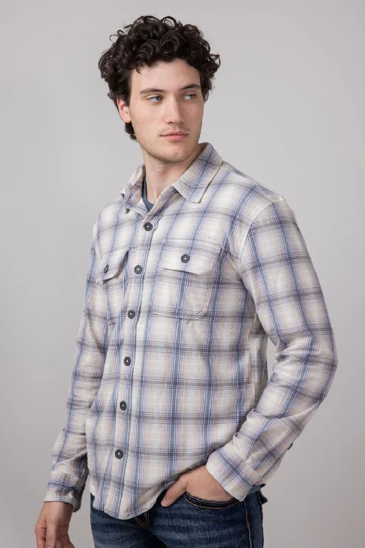 TIME-Limited Offer Knit Button Up Flannel Shirt for Men in Sand | HK033-SAND