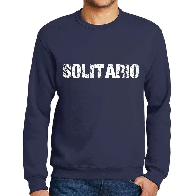 Massive Savings Men's Printed Graphic Sweatshirt Popular Words SOLITARIO French Navy Massive Savings Men's Printed Graphic Sweatshirt Popular Words SOLITARIO French Navy