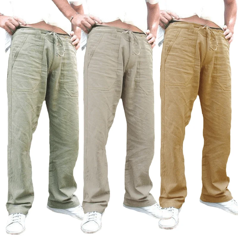 Midnight Madness Mens Ethnic Style Cotton Comfy Breathable Straight Leg Pants