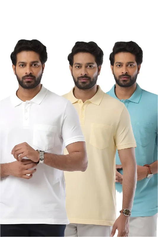 Huge Savings Golf Polo - Multicolor T-Shirts Pack Of 3 Combo For Men | Ariser