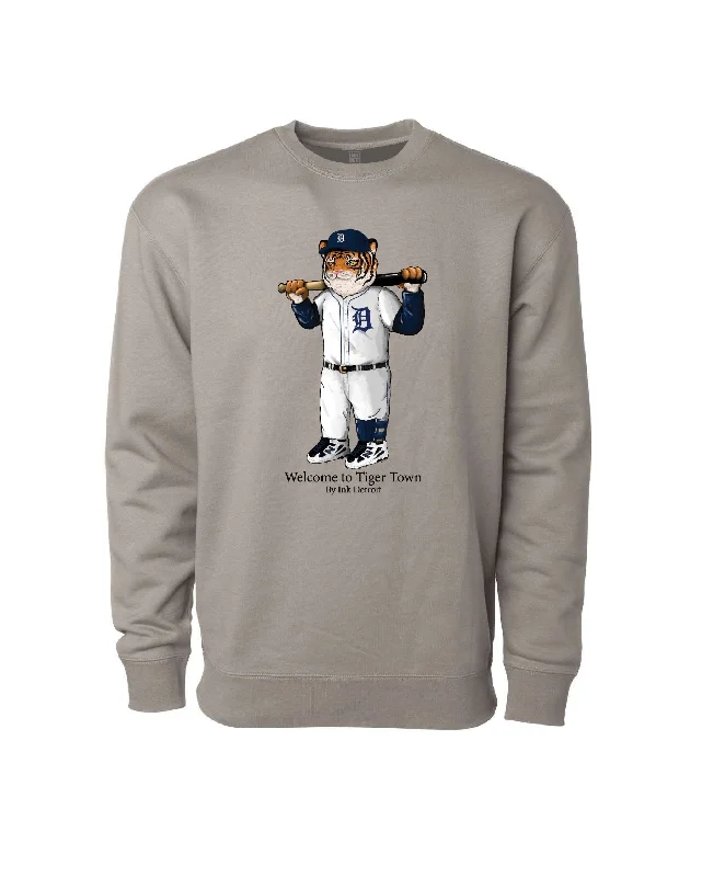 Super Sale Ink Detroit - Welcome to Tiger Town Crewneck Sweatshirt- Cement