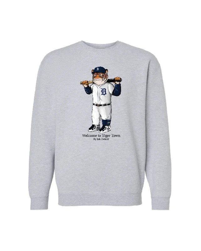 Discount Extravaganza Ink Detroit - Welcome to Tiger Town Crewneck Sweatshirt- Athletic Heather