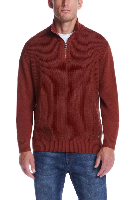 Deal Explosion Weatherproof Vintage Textured Quarter Zip Sweater for Men in Roasted Russet | F245994GK-ROASTEDRUSSET Deal Explosion Weatherproof Vintage Textured Quarter Zip Sweater for Men in Roasted Russet | F245994GK-ROASTEDRUSSET