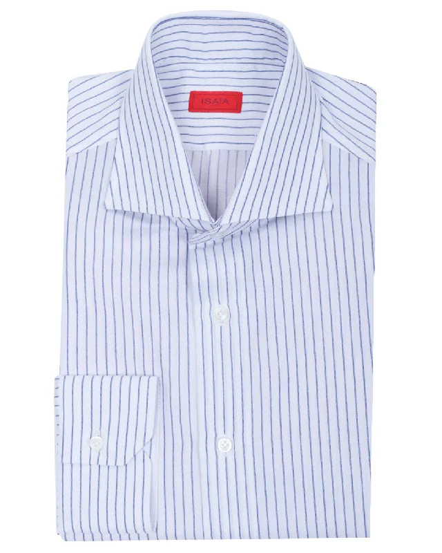 Super Deal White and Navy Mix Dress Shirt