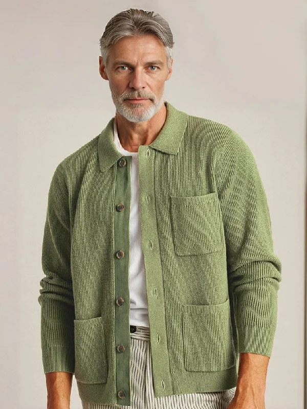 Clearance Event Comfy Polo Collar Knit Cardigan