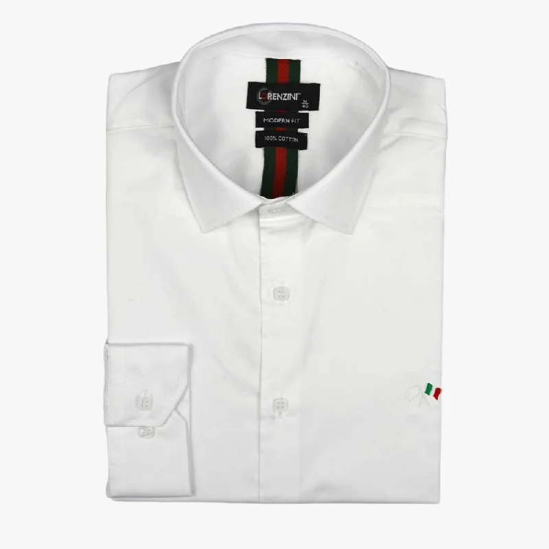 Daily Deals Lorenzini Modern Classic Slim Fit Long Sleeve Shirt White