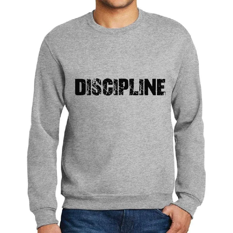 Savings Galore Men's Printed Graphic Sweatshirt Popular Words DISCIPLINE Grey Marl