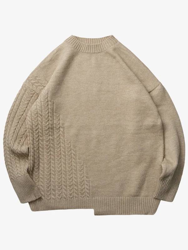 Buy More, Save More Irregular Twist Ribbed Trim Knitted Sweater