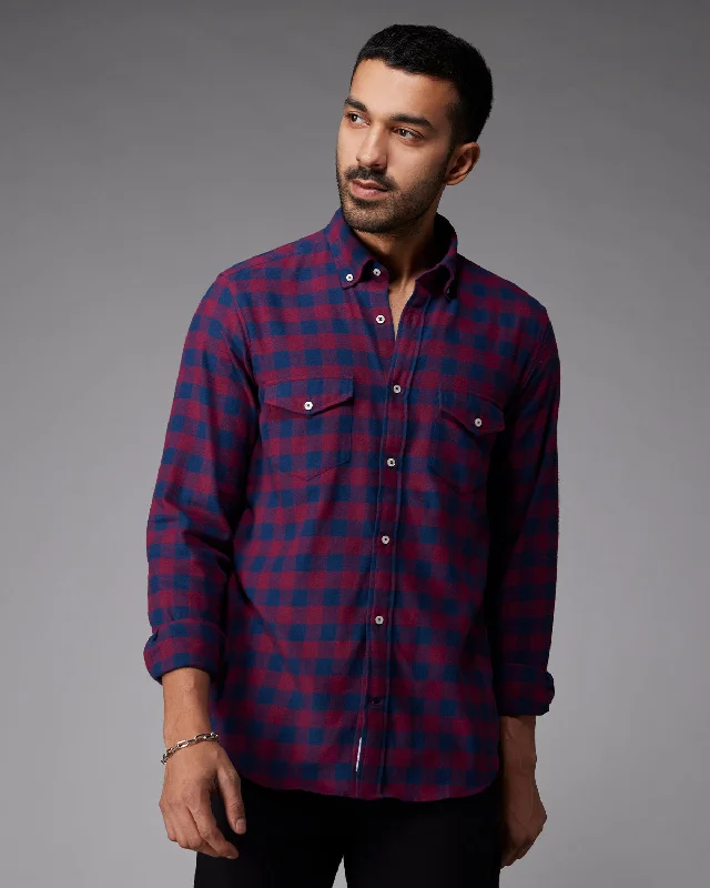 Limited Offer Flannel Checked Shirt - Maroon & Navy