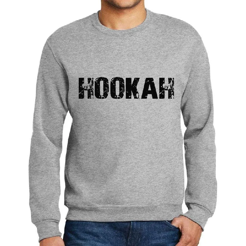 Warehouse Sale Men's Printed Graphic Sweatshirt Popular Words HOOKAH Grey Marl