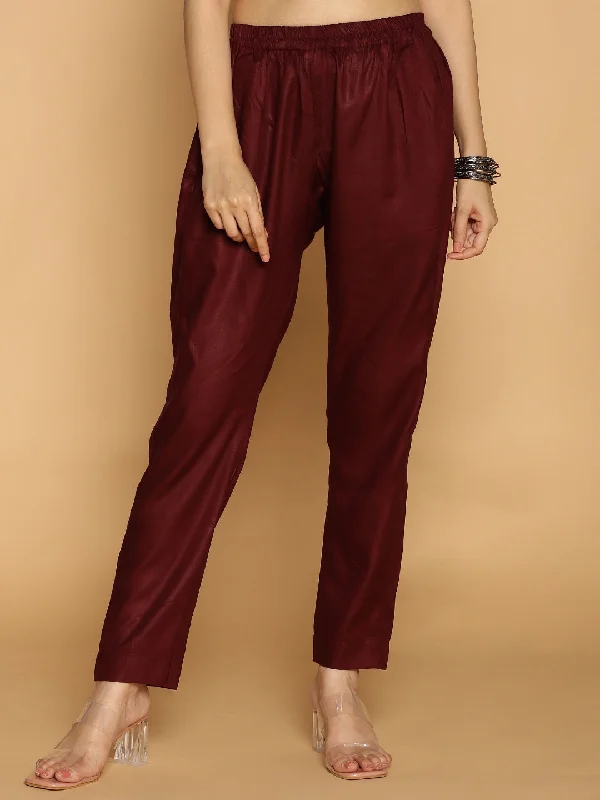Weekend Deal Wine Rayon Pants